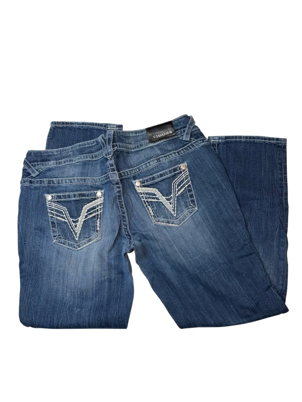 Vigoss Women's Medium Blue Boot Cut Jeans with Faded Wash